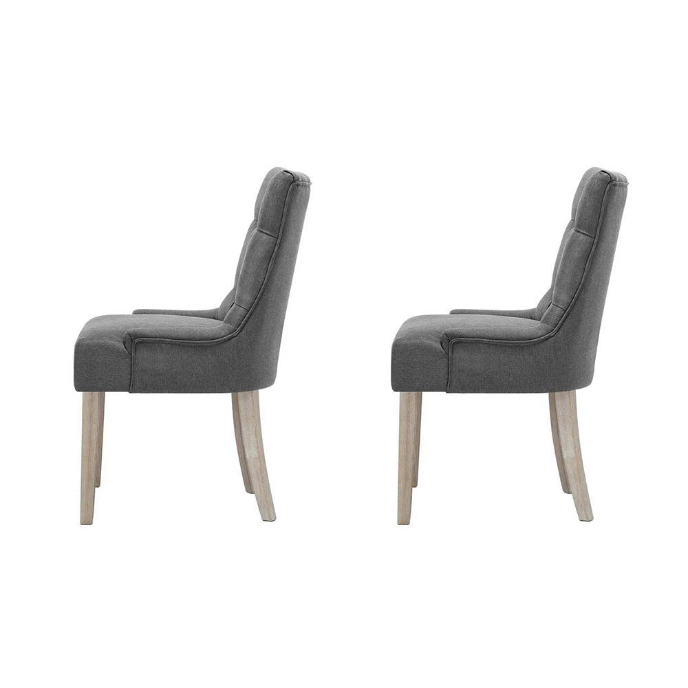 Set of 2 French Provincial Dining Chairs - Grey - Homecoze