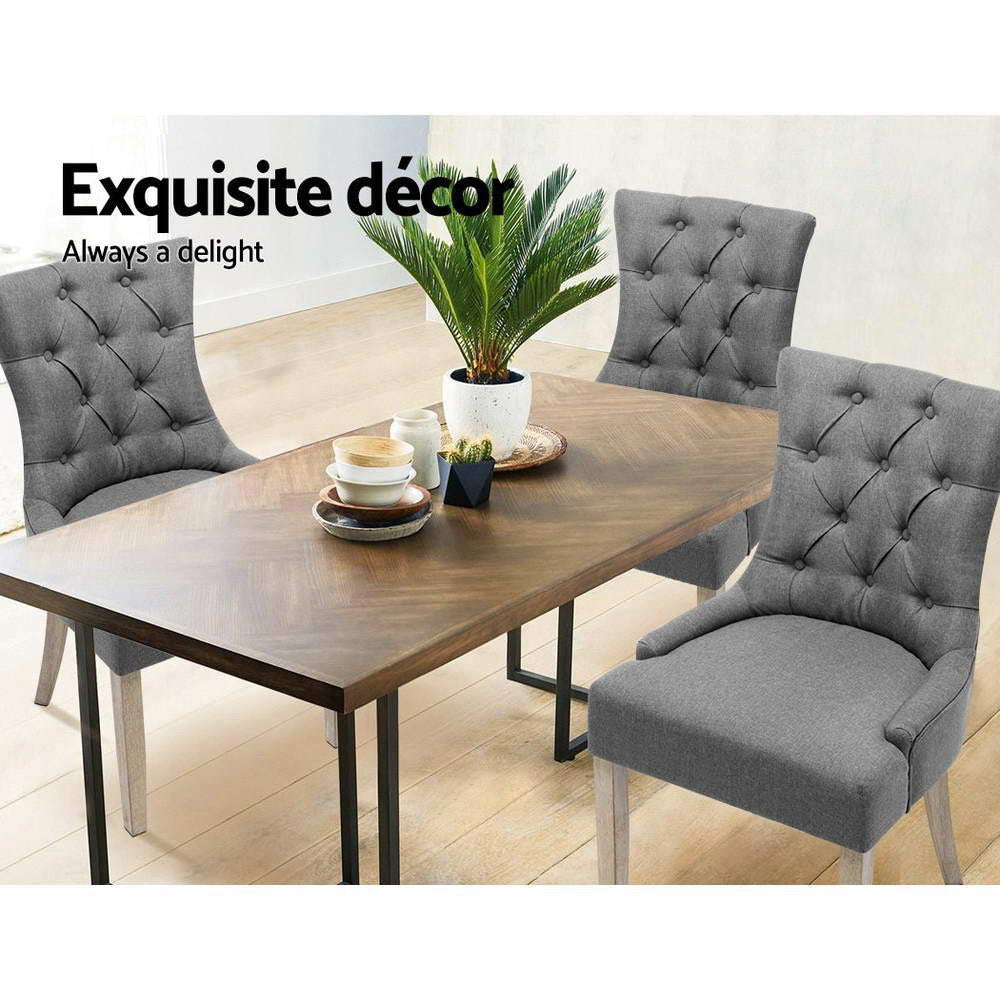 Set of 2 French Provincial Dining Chairs - Grey - Homecoze