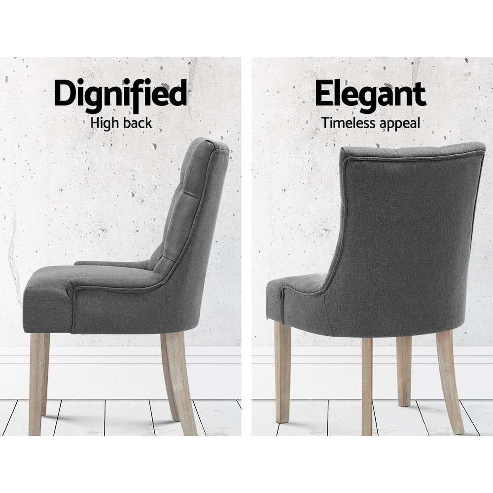 Set of 2 French Provincial Dining Chairs - Grey - Homecoze