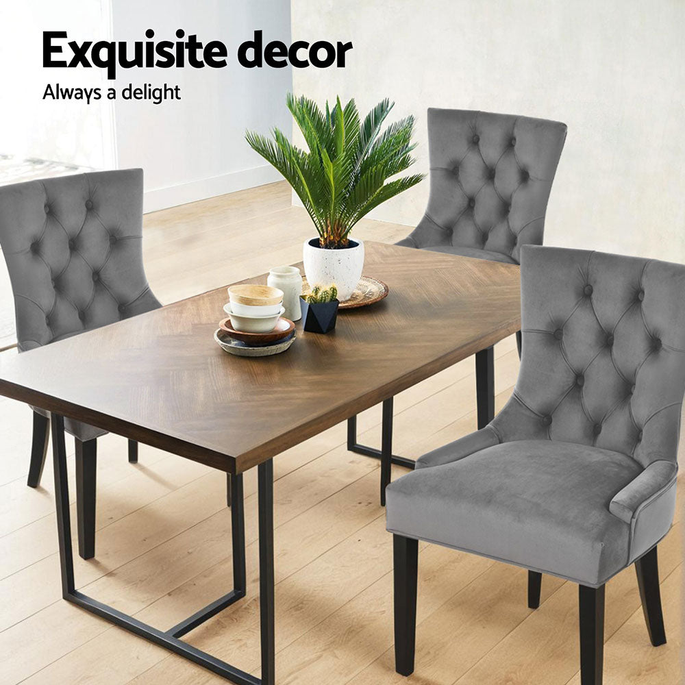 Artiss Dining Chairs Set of 4 Velvet French Provincial Grey - Homecoze