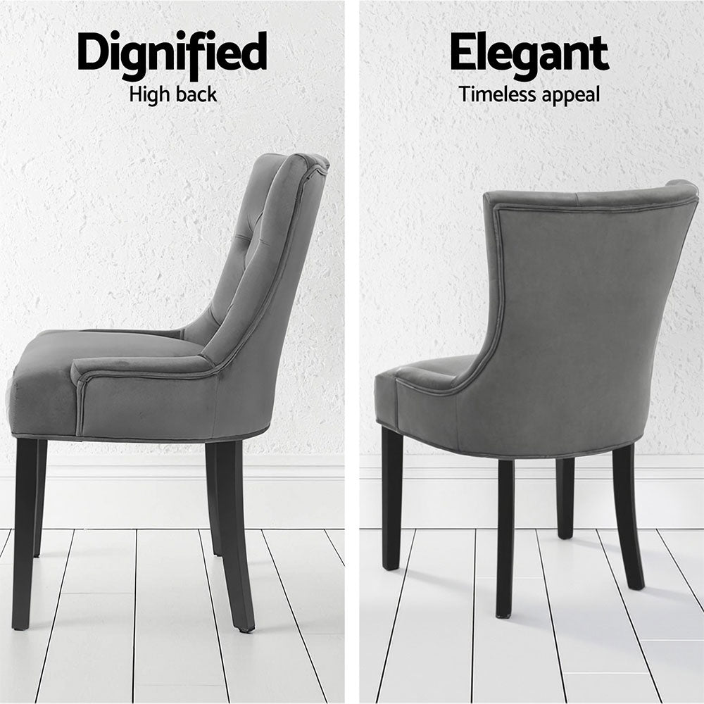 Artiss Dining Chairs Set of 4 Velvet French Provincial Grey - Homecoze