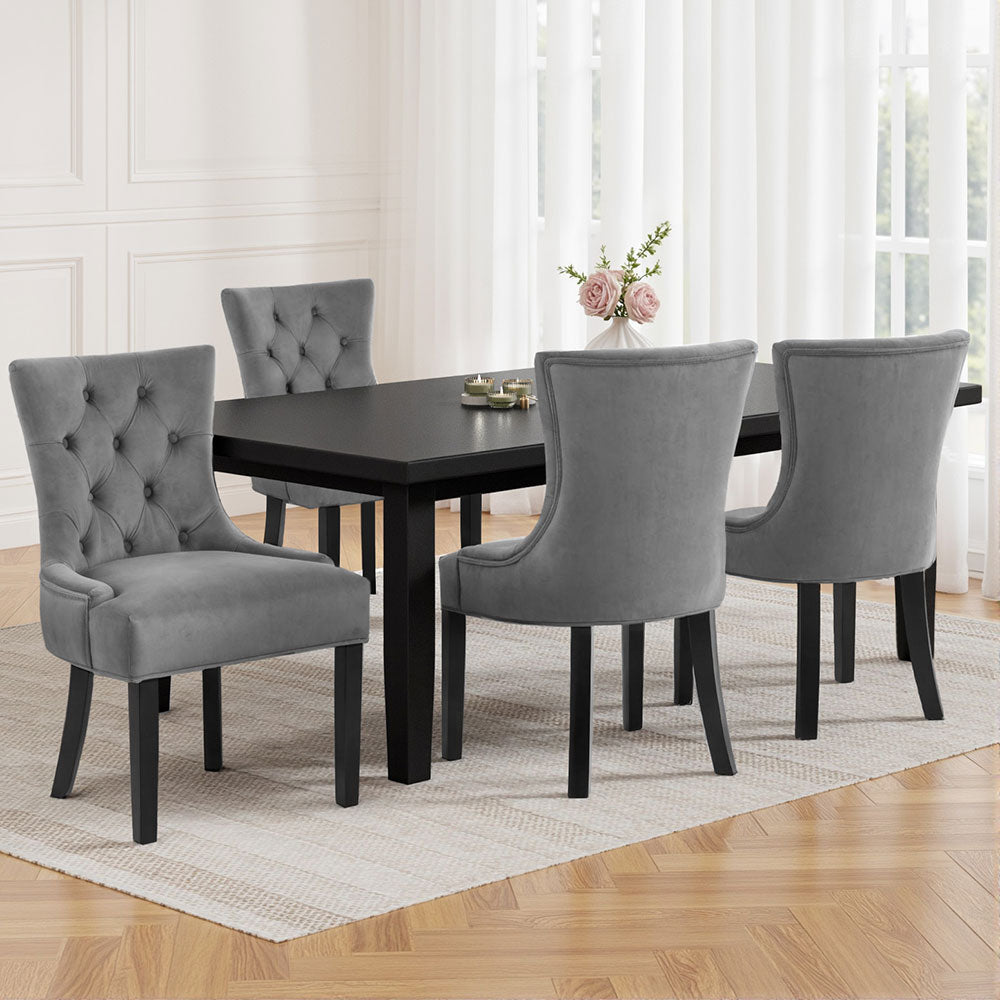 Artiss Dining Chairs Set of 4 Velvet French Provincial Grey - Homecoze