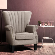 Fabric Low-set Wingback Armchair - Beige - Homecoze