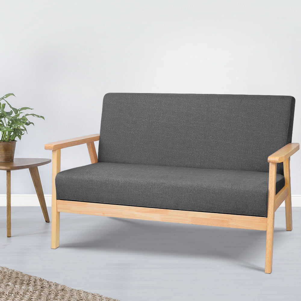 2 Seater Fabric Sofa Chair - Grey - Homecoze