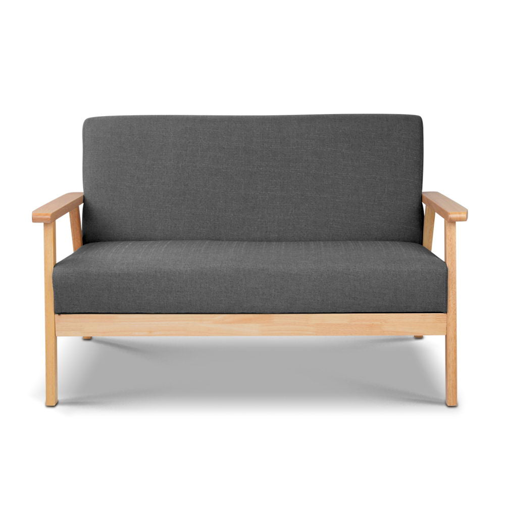 2 Seater Fabric Sofa Chair - Grey - Homecoze
