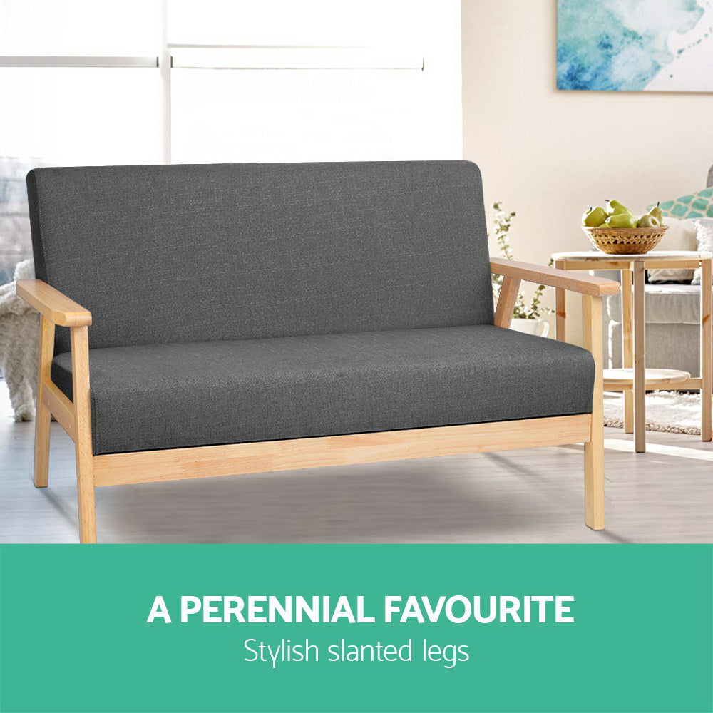 2 Seater Fabric Sofa Chair - Grey - Homecoze