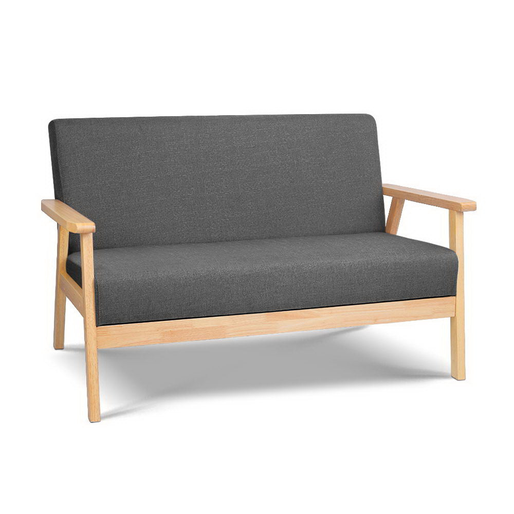 2 Seater Fabric Sofa Chair - Grey - Homecoze