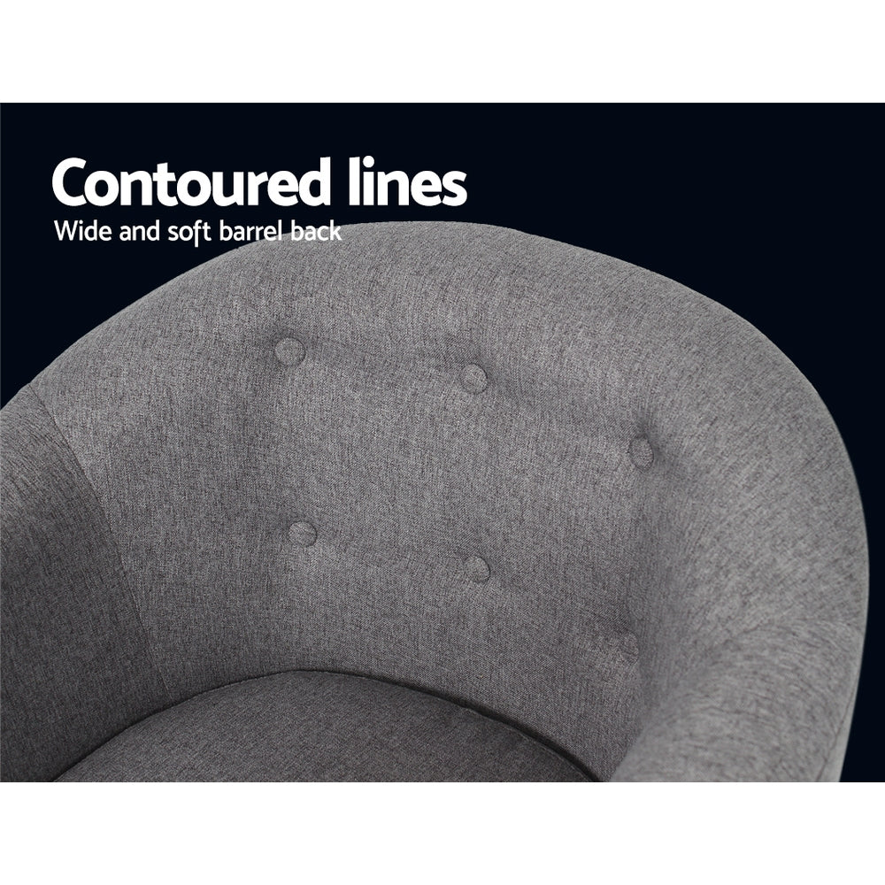 Linen Fabric Tub Sofa Chair Accent Armchair - Grey - Homecoze