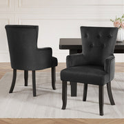 2x Artiss Dining Chairs Velvet French Provincial Armchair Black - Homecoze