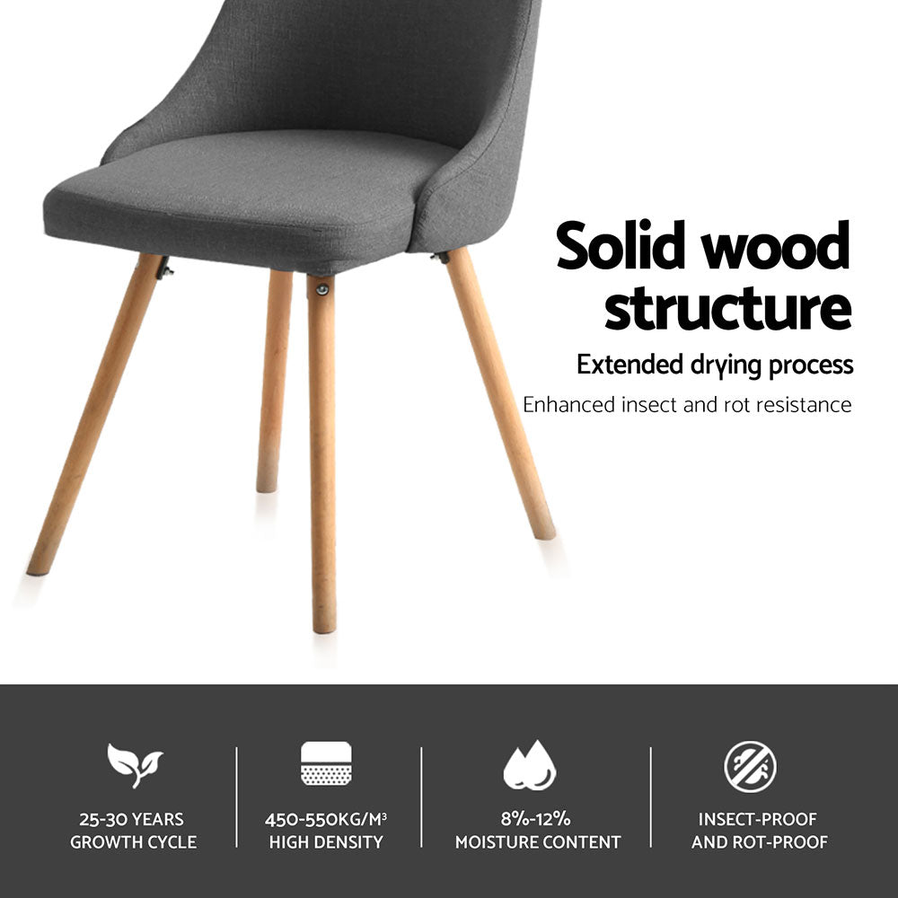 Nordby (Set of 4) Scandinavian Dining Chairs - Grey