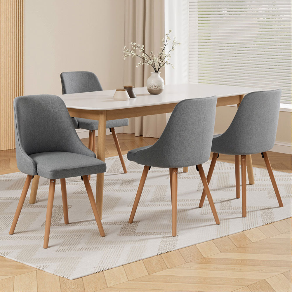 Nordby (Set of 4) Scandinavian Dining Chairs - Grey