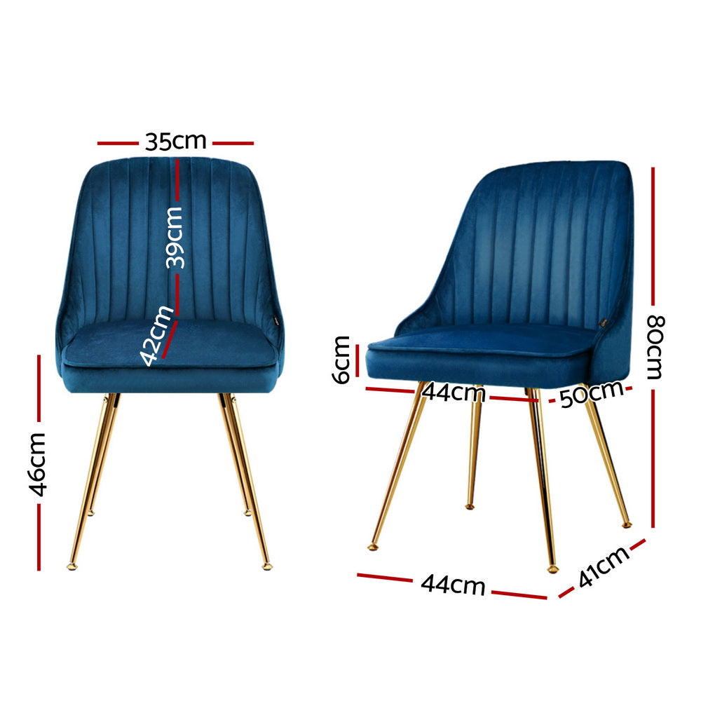 Artiss Dining Chairs Set of 4 Velvet Channel Tufted Blue - Homecoze