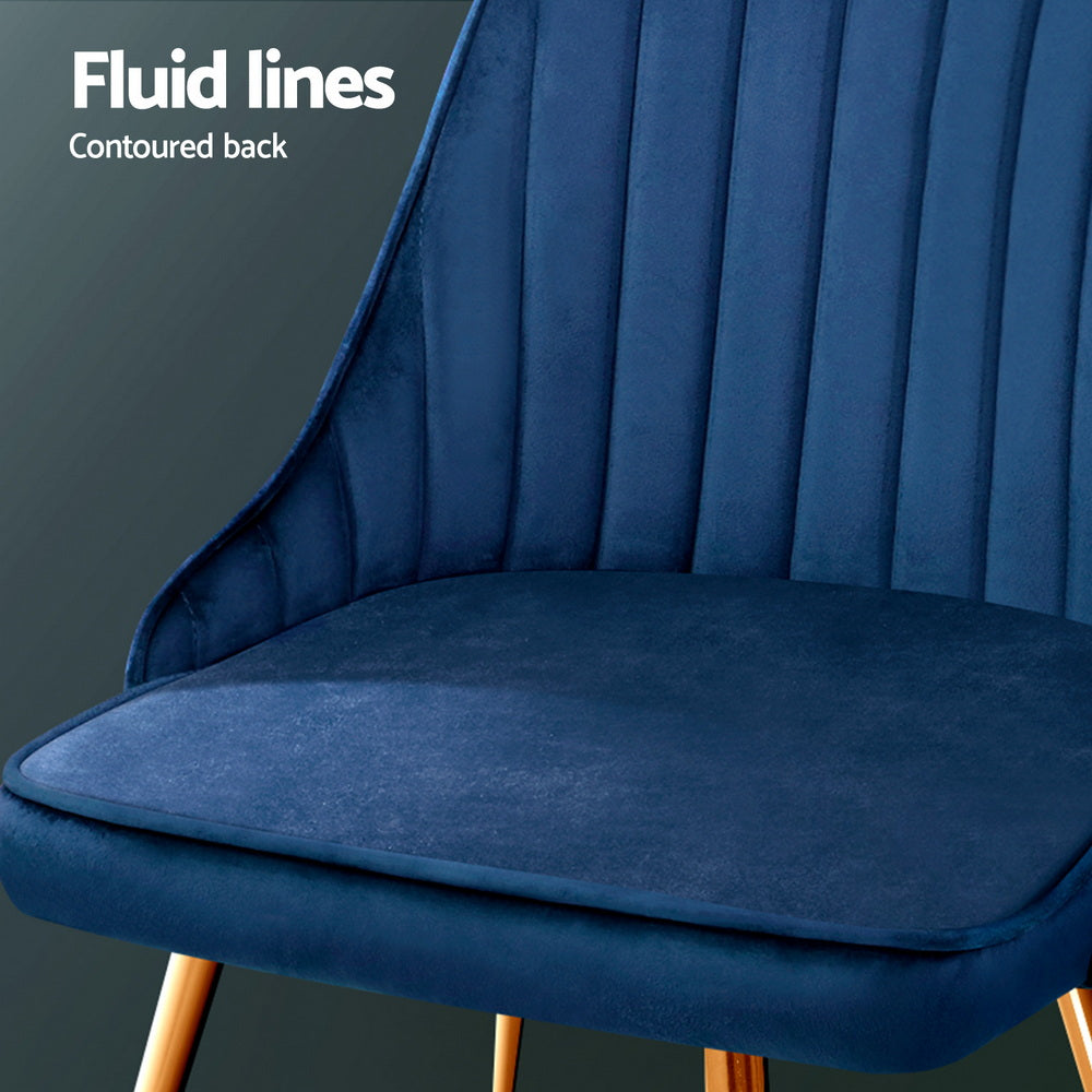 Artiss Dining Chairs Set of 4 Velvet Channel Tufted Blue - Homecoze