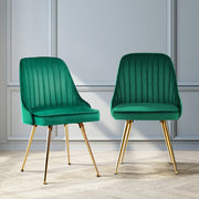 Set of 2 Retro Dining Chairs - Velvet Green - Homecoze