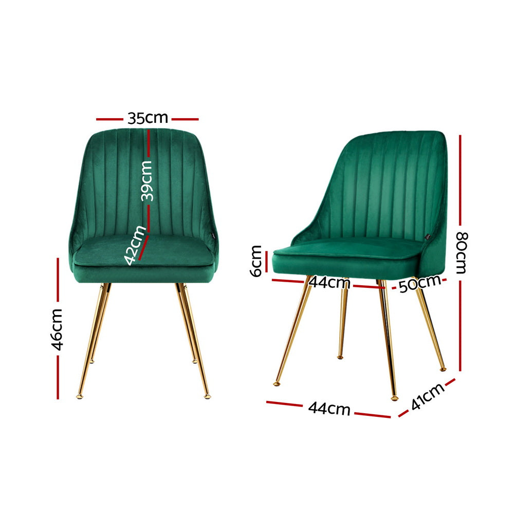 Artiss Dining Chairs Set of 4 Velvet Channel Tufted Green - Homecoze