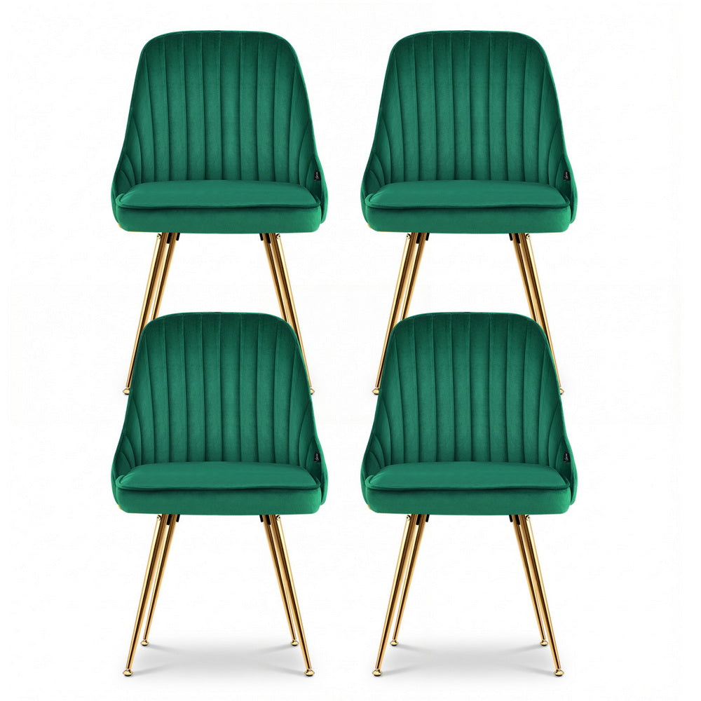 Artiss Dining Chairs Set of 4 Velvet Channel Tufted Green - Homecoze