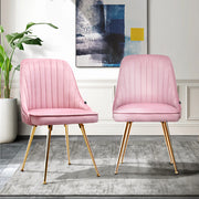 Vivienne (Set of 2) Velvet Dining Chairs - Pink - Homecoze