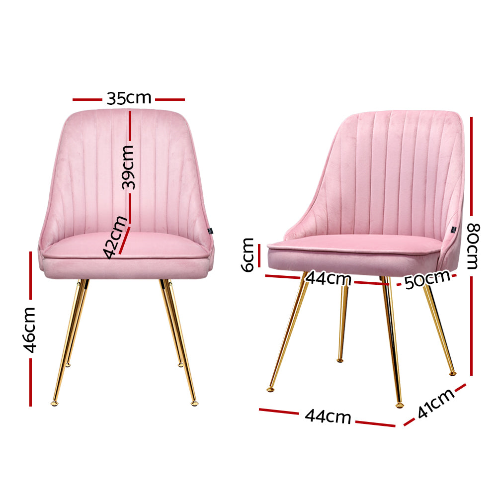 Set of 2 Retro Dining Chairs - Velvet Pink - Homecoze