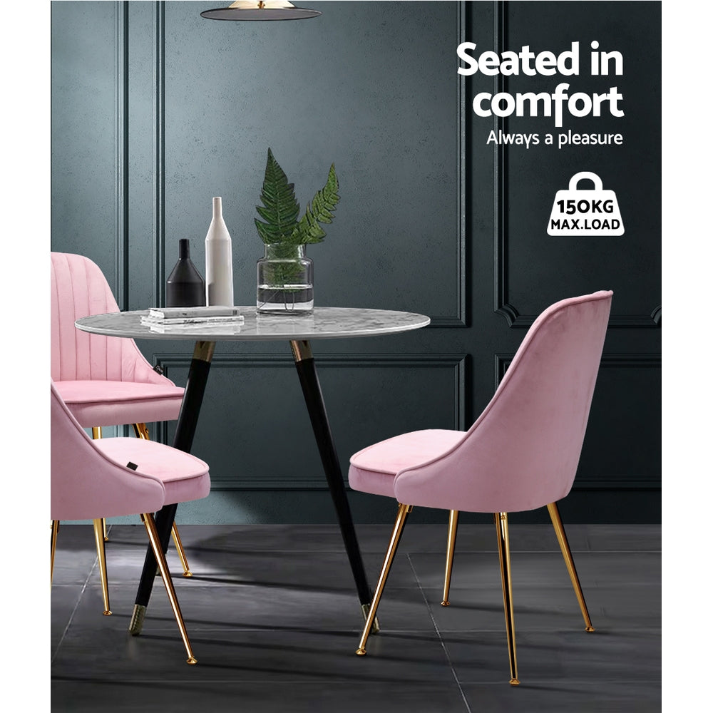 Set of 2 Retro Dining Chairs - Velvet Pink - Homecoze