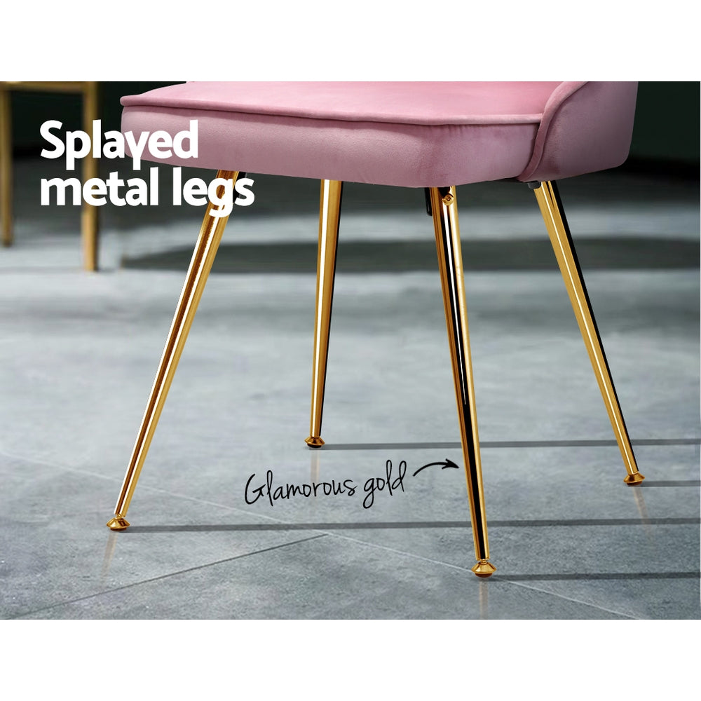 Set of 2 Retro Dining Chairs - Velvet Pink - Homecoze