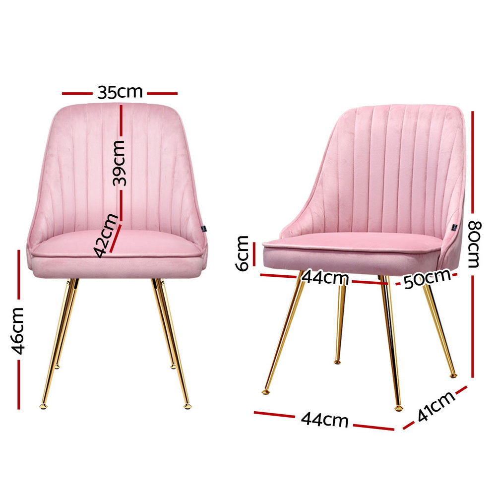 Artiss Dining Chairs Set of 4 Velvet Channel Tufted Pink - Homecoze
