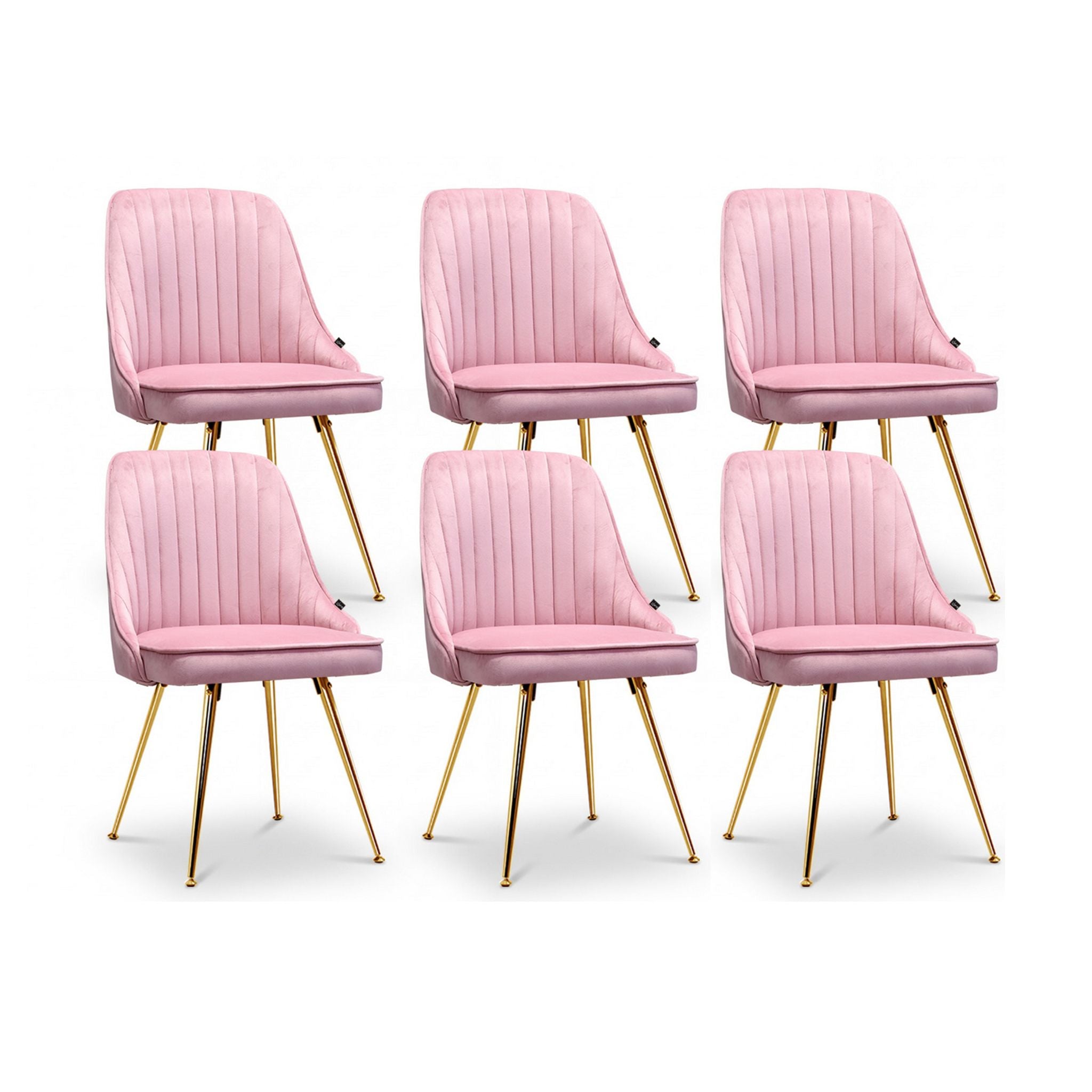 Vivienne (Set of 6) Velvet Dining Chairs - Pink