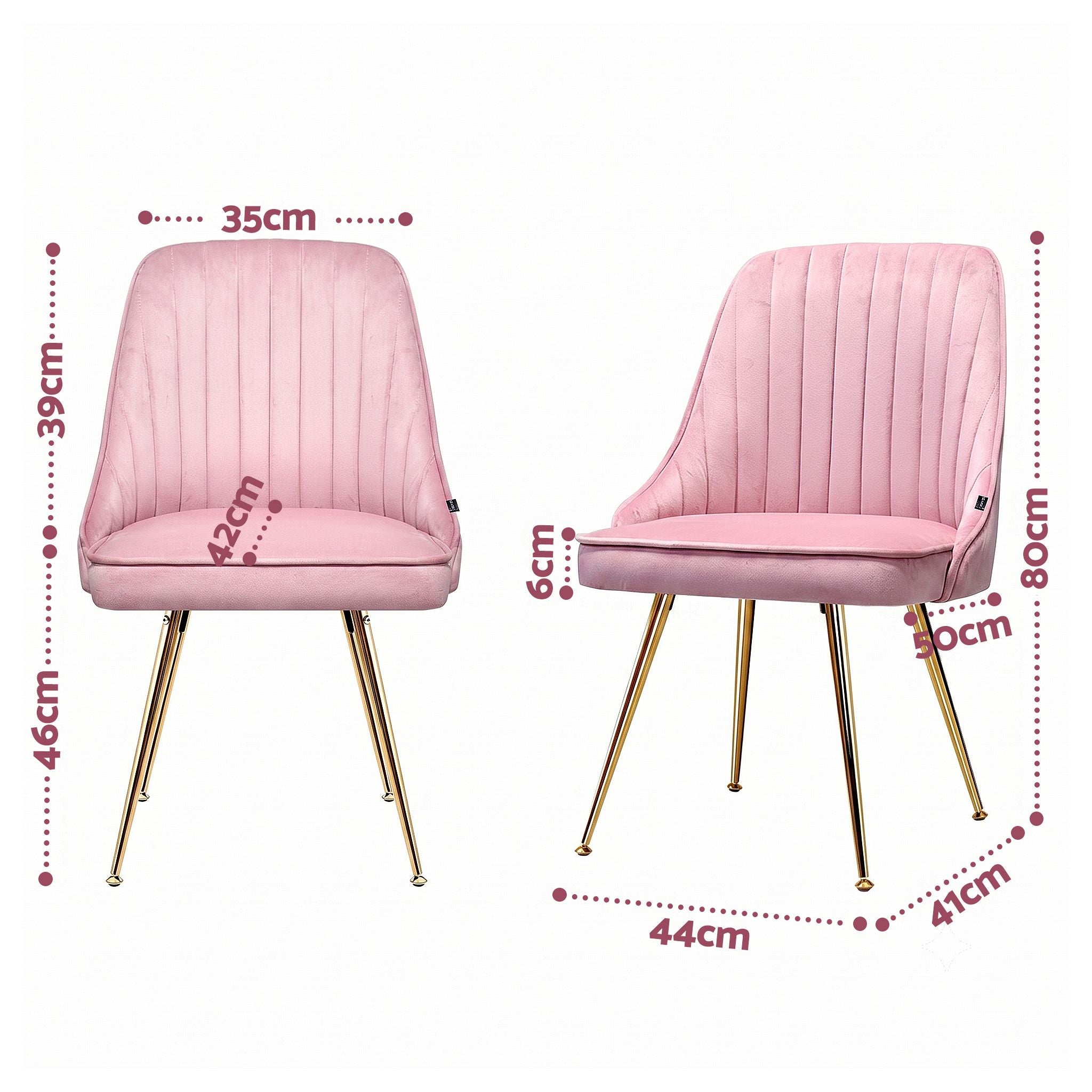Vivienne (Set of 6) Velvet Dining Chairs - Pink