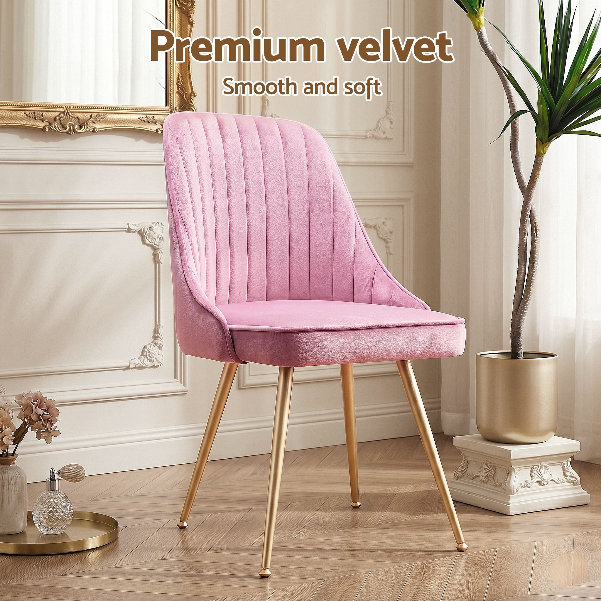 Vivienne (Set of 6) Velvet Dining Chairs - Pink
