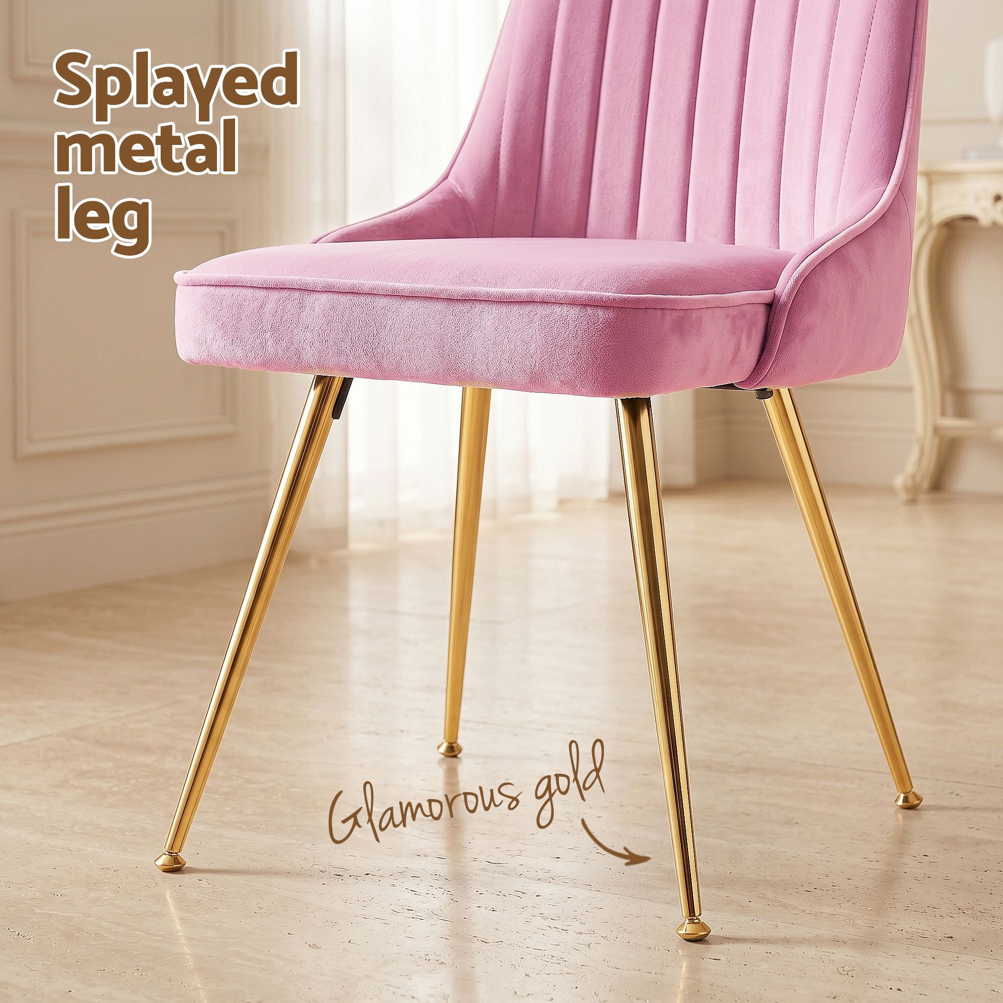 Vivienne (Set of 6) Velvet Dining Chairs - Pink