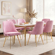 Vivienne (Set of 6) Velvet Dining Chairs - Pink