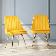 Set of 2 Retro Dining Chairs - Velvet Yellow - Homecoze