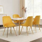 Artiss Dining Chairs Set of 4 Velvet Channel Tufted Yellow - Homecoze