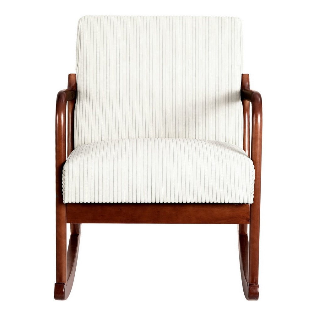 Corduroy Low-Set Rocking Armchair - Beige - Homecoze