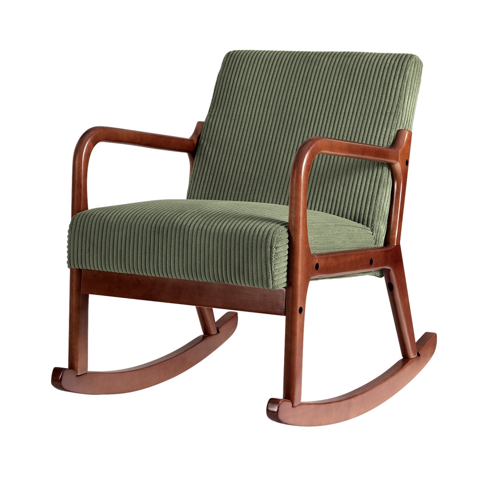 Retro Corduroy Low-Set Rocking Armchair - Green - Homecoze