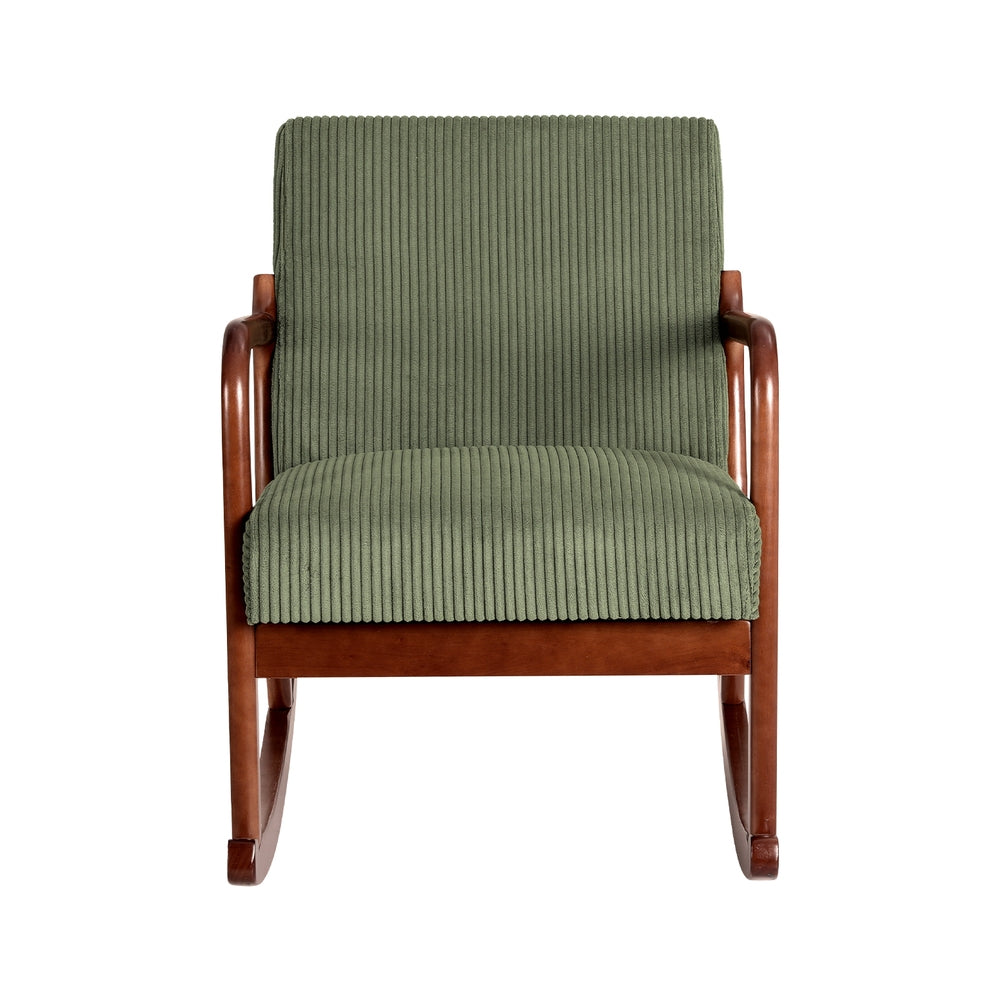 Retro Corduroy Low-Set Rocking Armchair - Green - Homecoze
