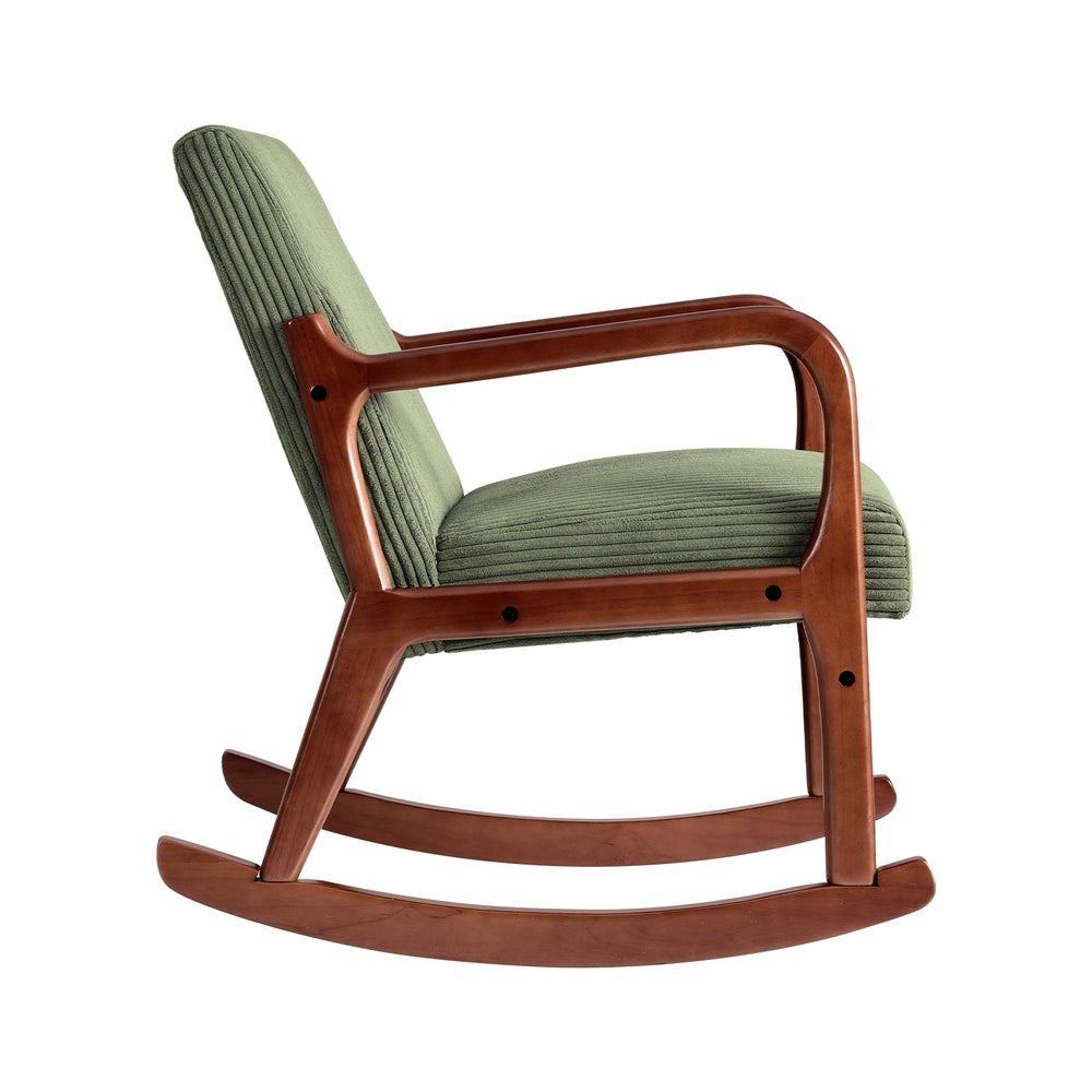 Retro Corduroy Low-Set Rocking Armchair - Green - Homecoze