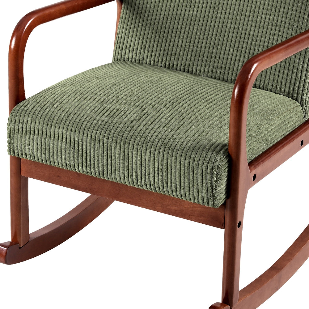 Retro Corduroy Low-Set Rocking Armchair - Green - Homecoze
