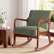 Retro Corduroy Low-Set Rocking Armchair - Green - Homecoze