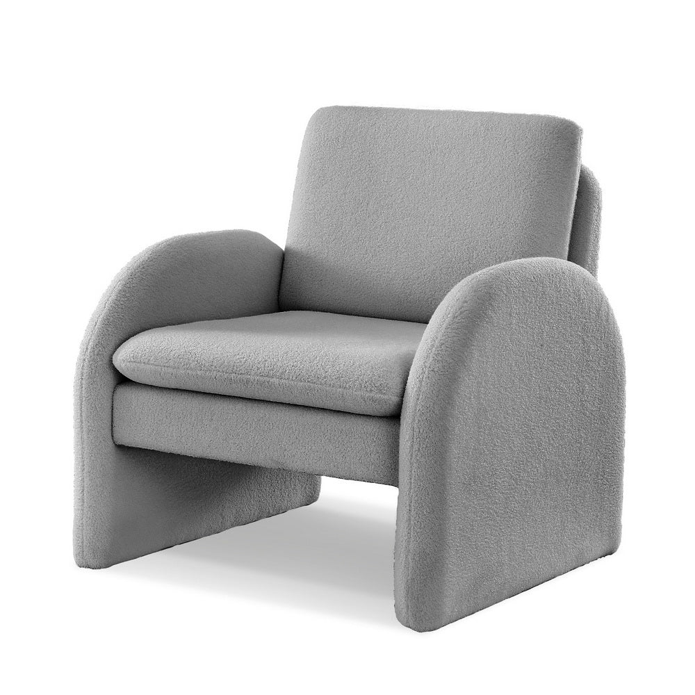 Artiss Armchair Accent Chair Lounge Tub Sofa Couch Curved Arm Seat Boucle Grey - Homecoze