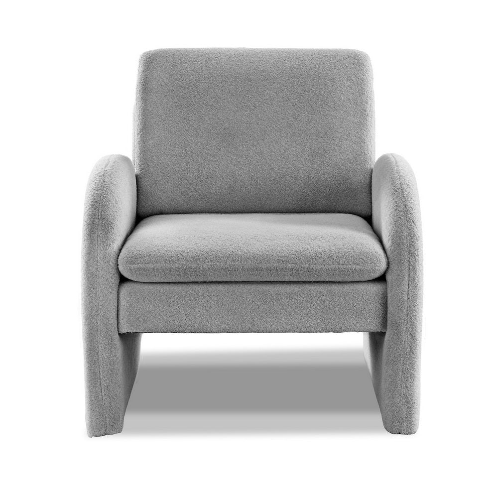 Artiss Armchair Accent Chair Lounge Tub Sofa Couch Curved Arm Seat Boucle Grey - Homecoze
