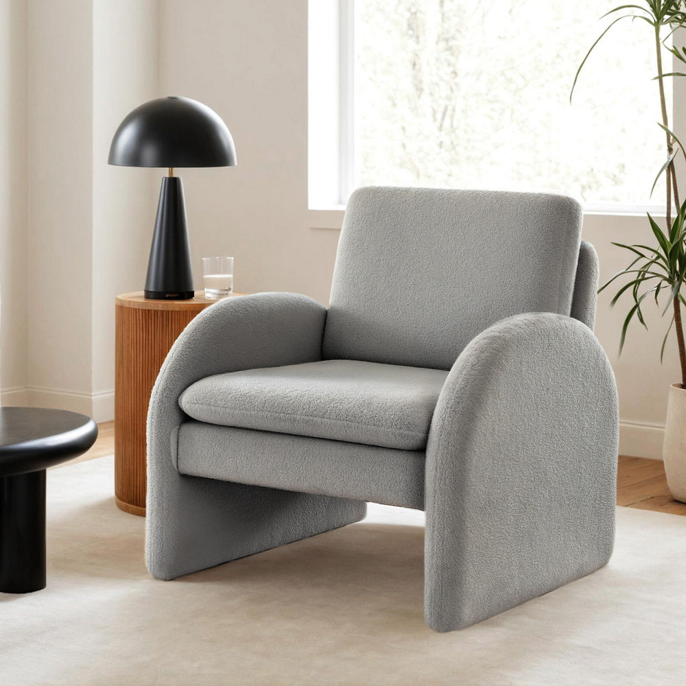 Artiss Armchair Accent Chair Lounge Tub Sofa Couch Curved Arm Seat Boucle Grey - Homecoze