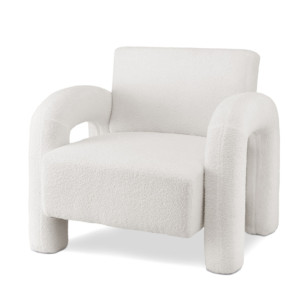 Adel Boucle Accent Armchair - White - Homecoze
