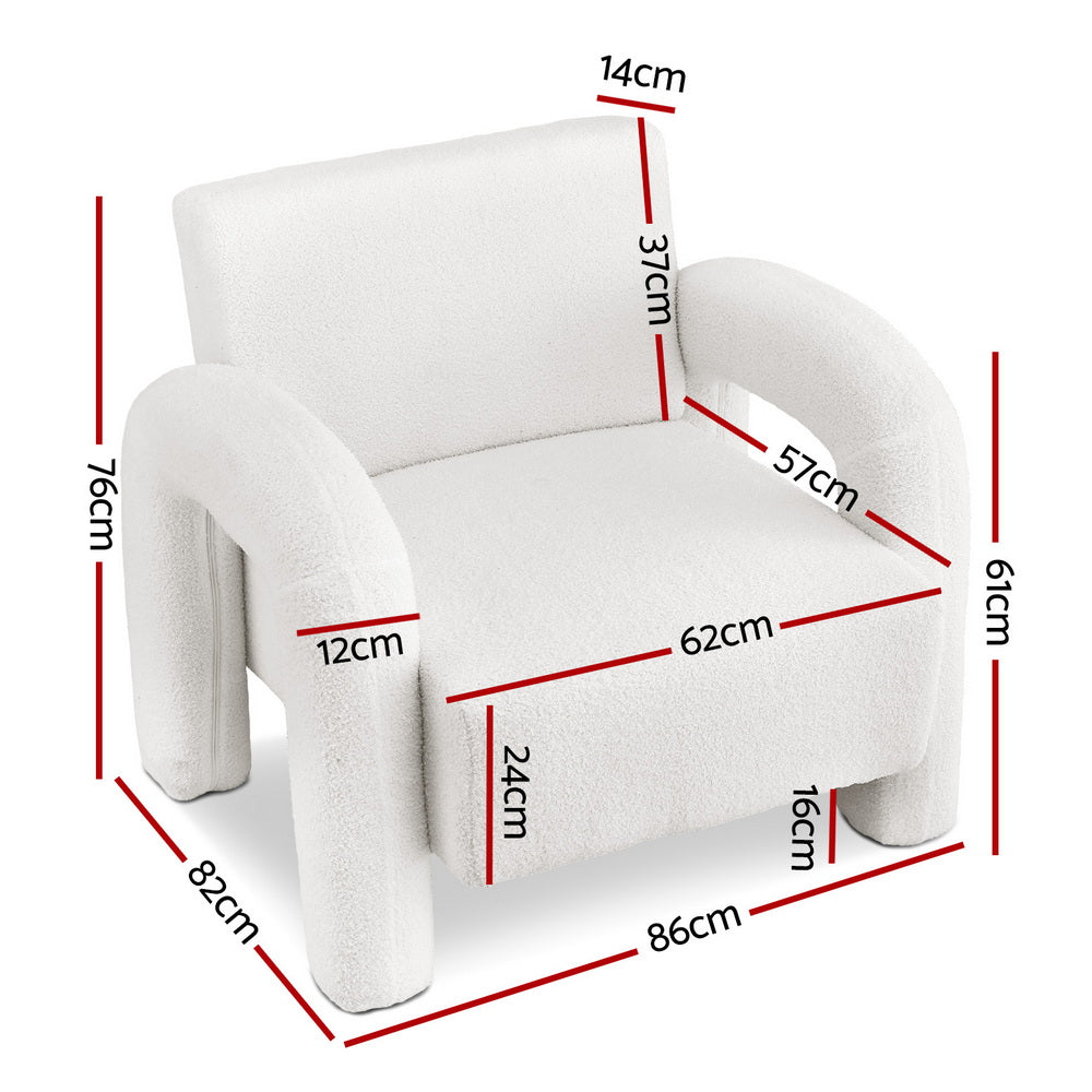 Adel Boucle Accent Armchair - White - Homecoze