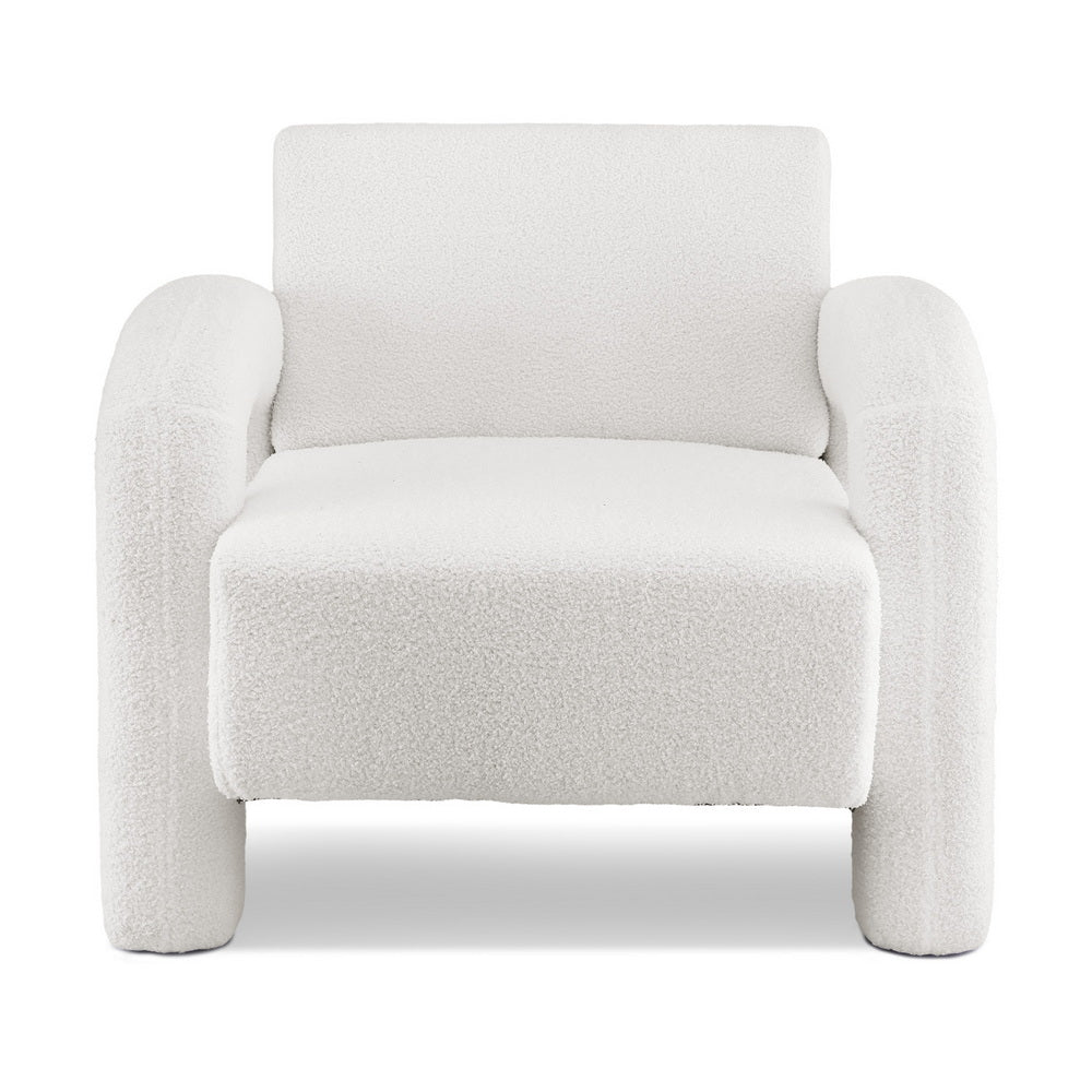 Adel Boucle Accent Armchair - White - Homecoze