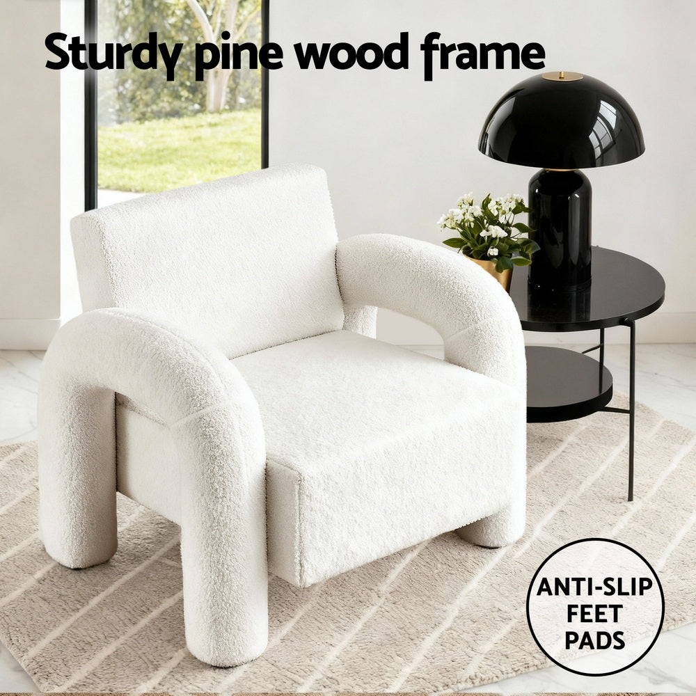 Adel Boucle Accent Armchair - White - Homecoze