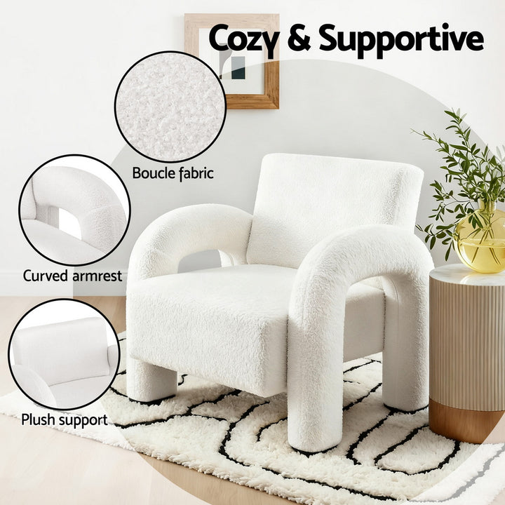 Adel Boucle Accent Armchair - White - Homecoze