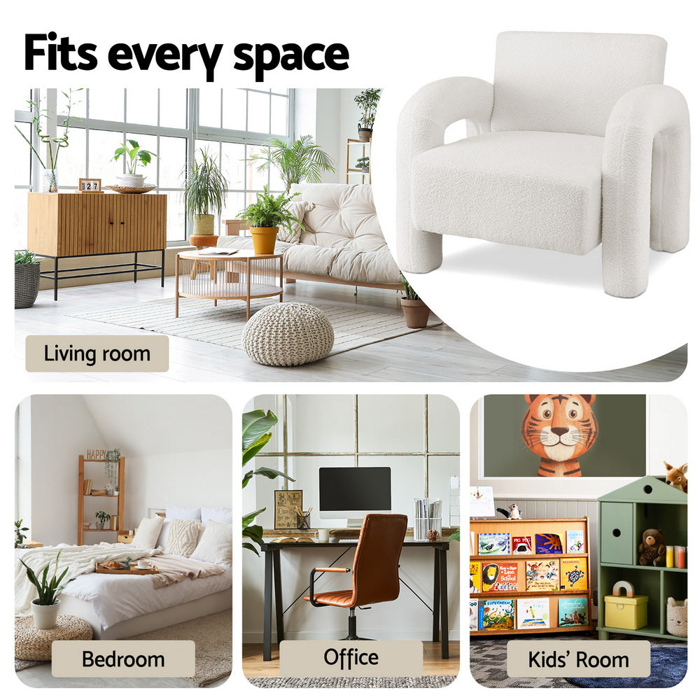 Adel Boucle Accent Armchair - White - Homecoze
