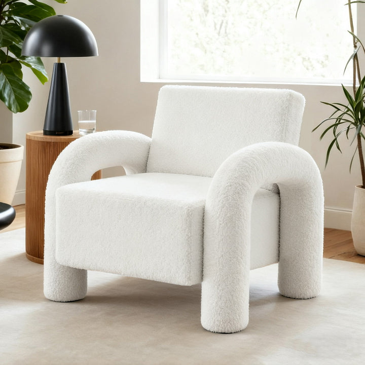 Adel Boucle Accent Armchair - White - Homecoze