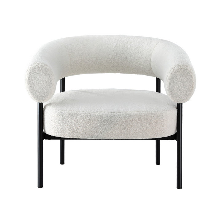 Curved Boucle Low-Back Armchair - White