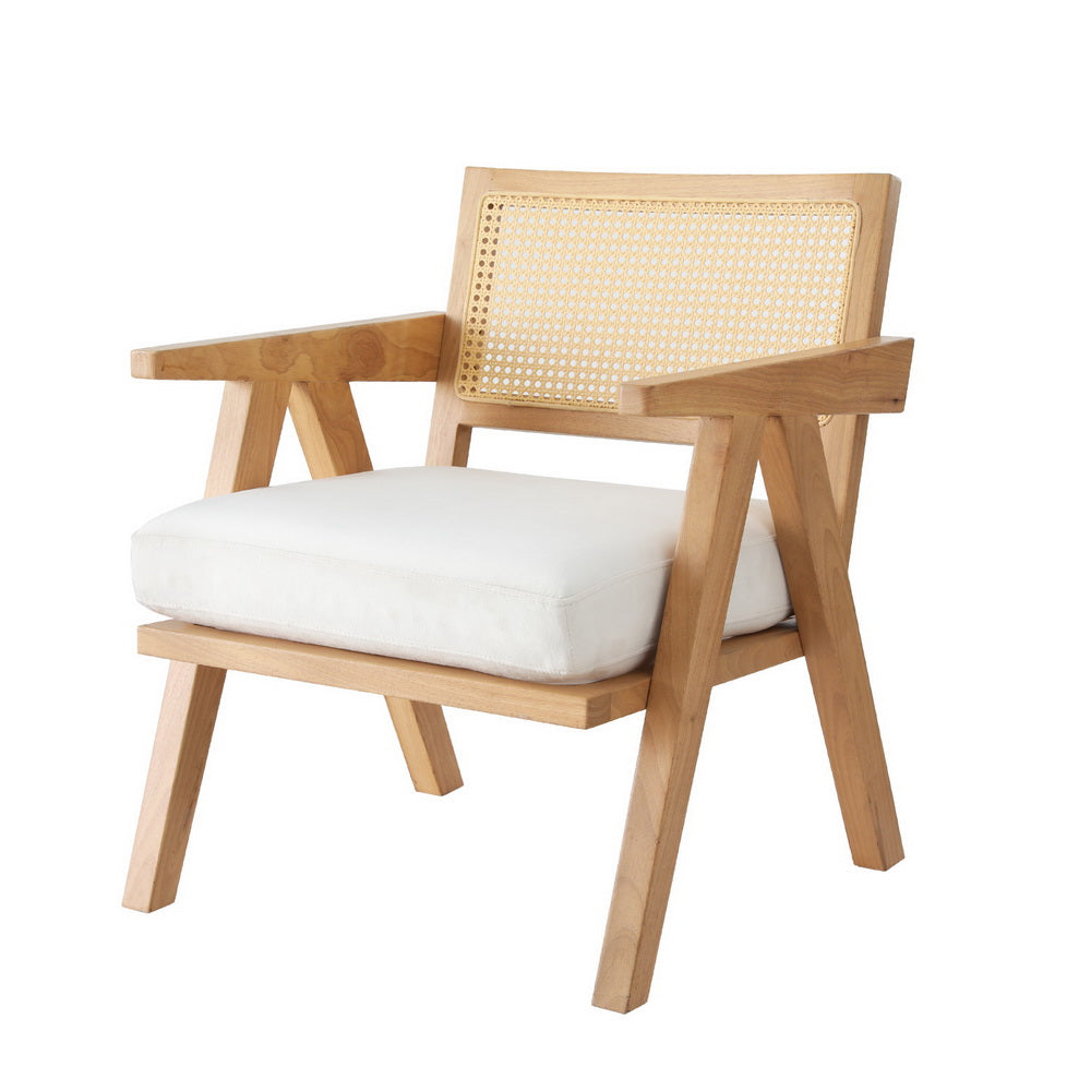 Rattan Low-Back Armchair - White - Homecoze